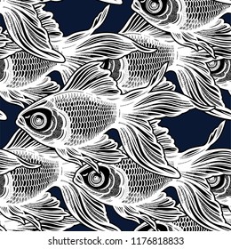 Seamless pattern with goldfish.