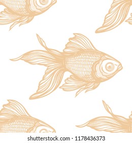 Seamless pattern with goldfish.