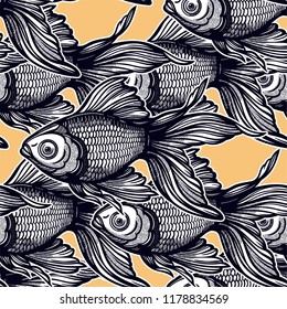 Seamless pattern with goldfish.