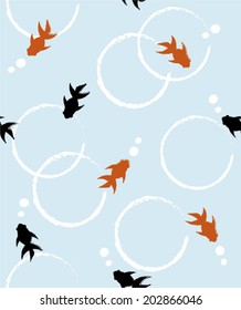 Seamless pattern of goldfishes