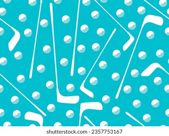 Seamless pattern with golf clubs and balls. Golf putter and a golf ball in a minimalist style. Design for typography, banners and posters, promotional items. Vector illustration