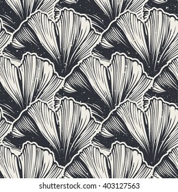 Seamless pattern with gonkgo leaves, vector illustration