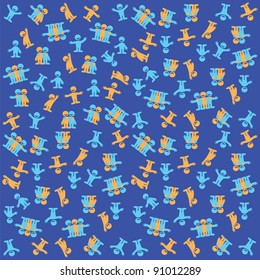 Seamless pattern - good friends. Color vector template.