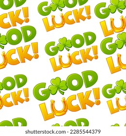 Seamless pattern with good luck text