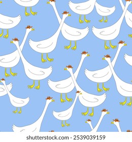 seamless pattern with goose bird. element for poster design print postcard banner wallpaper wrapping backdrop background textile