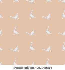 Patrón de ganso sin foco. Animales domésticos de fondo colorido. Ilustración vectorial para impresiones textiles, tela, carteles, fondo y papel pintado.