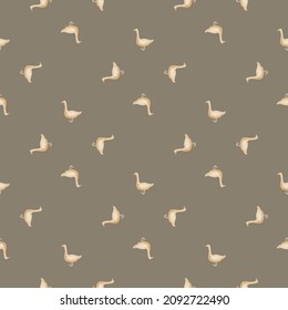 Seamless pattern of goose. Domestic animals on colorful background. Vector illustration for textile prints, fabric, banners, backdrops and wallpapers.