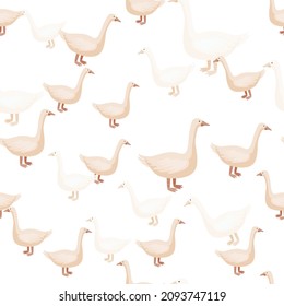 Seamless pattern of goose. Domestic animals on colorful background. Vector illustration for textile prints, fabric, banners, backdrops and wallpapers.