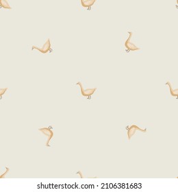 Seamless pattern of goose. Domestic animals on colorful background. Vector illustration for textile prints, fabric, banners, backdrops and wallpapers.