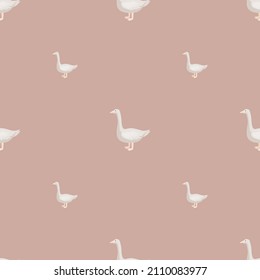 Patrón de ganso sin foco. Animales domésticos de fondo colorido. Ilustración vectorial para impresiones textiles, tela, carteles, fondo y papel pintado.