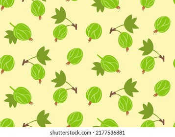 Seamless pattern with gooseberries. Texture with berries in flat style.