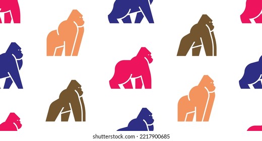 Seamless pattern with Gorillas. isolated on white background