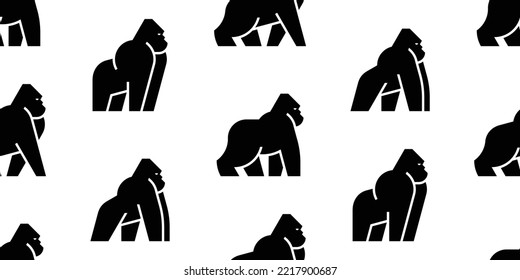 Seamless pattern with Gorillas. isolated on white background