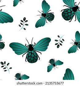 Seamless pattern of gradient and black butterflies. Template for the design of fashionable fabrics, home textiles, clothing, paper, wallpaper, unusual packaging, curtains. Vector illustration.