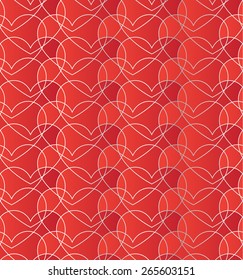 Seamless pattern with gradient red hearts. Romantic red decorative background Valentine's Day, wedding. Simple cute abstract ornamental illustration for paper, textile, print, web