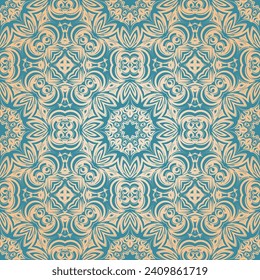 Seamless pattern with gradiently mandala. Decorative ornament in ethnic oriental style. Vector.