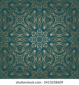 Seamless pattern with gradiently mandala. Decorative ornament in ethnic oriental style. Vector.