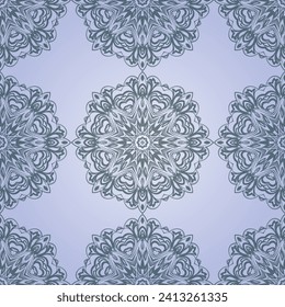 Seamless pattern with gradiently mandala. Decorative ornament in ethnic oriental style. Vector.