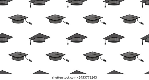 Seamless pattern with graduate hat. University caps repeat backdrop. Academic hat background