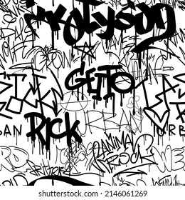 Seamless pattern graffiti street art tag. Urban culture. Creative art design poster backgrounds. Vector illustration. 