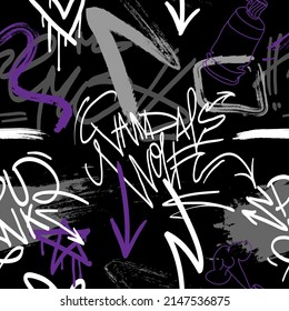 Seamless pattern graffiti street art tag. Urban culture. Creative art design poster backgrounds. Vector illustration. 