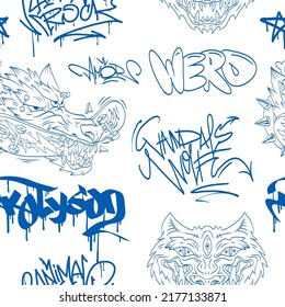 Seamless pattern graffiti street art tag. Urban culture. Creative art design poster backgrounds. Vector illustration. 