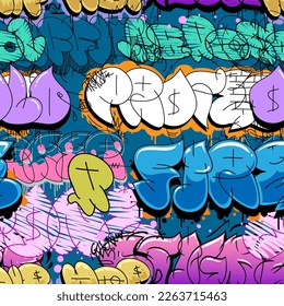 Seamless pattern graffiti street art tag. Urban culture. Creative art design poster backgrounds. Vector illustration. 