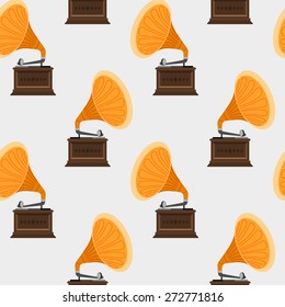 Seamless pattern with gramophones