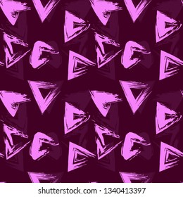 Seamless pattern grange line triangle. Ink line modern