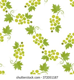 Seamless pattern with grape brunches on white background. Vector illustration.