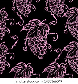 Seamless pattern with grape. Bunches of grapes. Printing on fabric.
