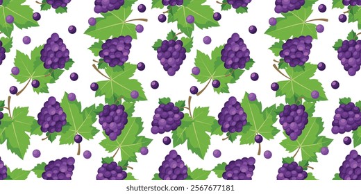 Seamless Pattern of Grape Fruit Isolated on White Background Vector Illustration Design