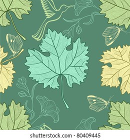 Seamless pattern with grape leafs