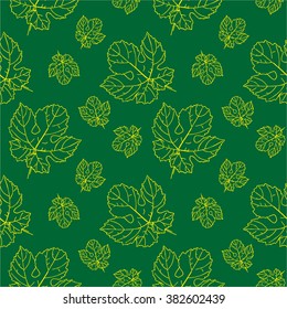 Seamless pattern of grape leaves. Perfect for card design, fabric, scrapbook, album.