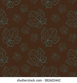 Seamless pattern of grape leaves. Perfect for card design, fabric, scrapbook, album.