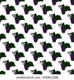 Seamless pattern of grape on a white background. It can be used for wrapping paper, greeting cards, fabric, children's clothes.