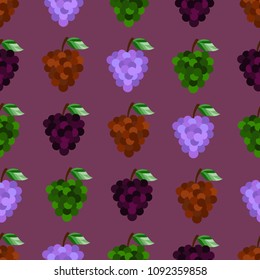 seamless pattern with grape, Summer fresh fruit background.