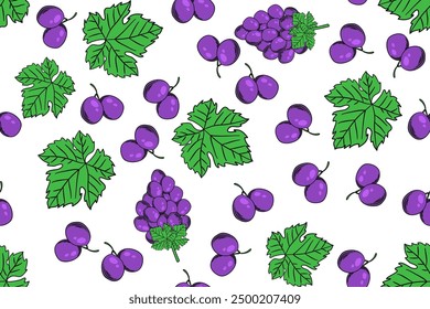 seamless pattern grape vector drawing