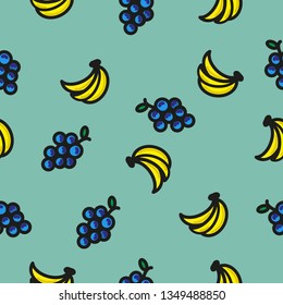 seamless pattern grapes and banana Fruit