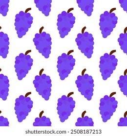 Padrão sem emenda com uvas. Fundo de verão de comida de bagas. Ilustração plana vetorial.