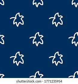 Seamless pattern with grapes in blue and white colors. Light pattern on a dark background with doodles for printing on fabrics, paper, packaging. Vector illustration