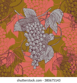 Seamless pattern with grapes, colorful