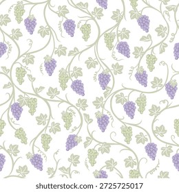 Patrón sin fisuras de uvas para decoración y textil aislado sobre fondo transparente. Puede editar la forma y el fondo