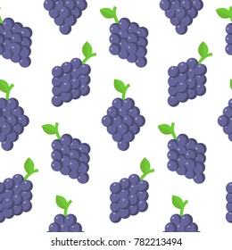 Seamless pattern with grapes in flat style. Vector illustration.