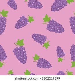 Seamless pattern with grapes. Grape vector pattern for fabric, packaging, wallpaper, cover. Grape background.