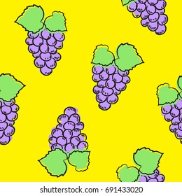 seamless pattern with grapes, hand drawn style