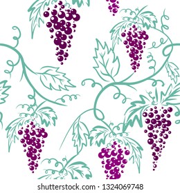 Seamless pattern grapes. Vector
