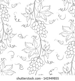 Seamless pattern with grapes. Vector illustration.