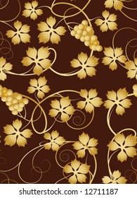Seamless pattern from a grapevine of gold color(can be repeated and scaled in any size)