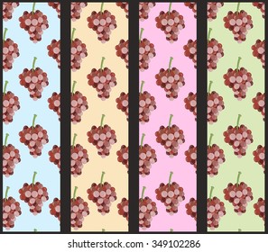 Seamless pattern with grapevine. Grapes pattern. Set.